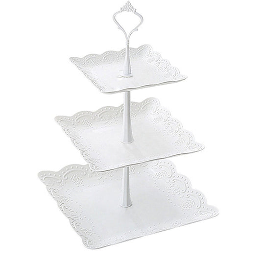 JWDX Cake Stand Clearance! Three-Tier Cake Stand, Three-Tier Fruit Plate, Afternoon Tea Plate H, Cake Stand Fruit Dried Stand Dessert Stand Dessert Fruit Stand Set Plastic Housekeeping & Organizers Z1-White