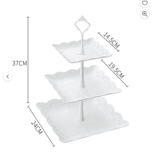 JWDX Cake Stand Clearance! Three-Tier Cake Stand, Three-Tier Fruit Plate, Afternoon Tea Plate H, Cake Stand Fruit Dried Stand Dessert Stand Dessert Fruit Stand Set Plastic Housekeeping & Organizers Z1-White