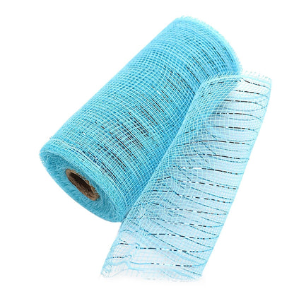 JWDX Gift Yarn Clearance, Packaging Ribbon, Poly Mesh Ribbon with Metallic Foil Each Roll for Wreaths Swags Bows Wrapping and Decorating K.