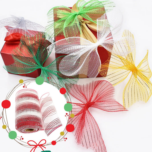 JWDX Gift Yarn Clearance, Packaging Ribbon, Poly Mesh Ribbon with Metallic Foil Each Roll for Wreaths Swags Bows Wrapping and Decorating M