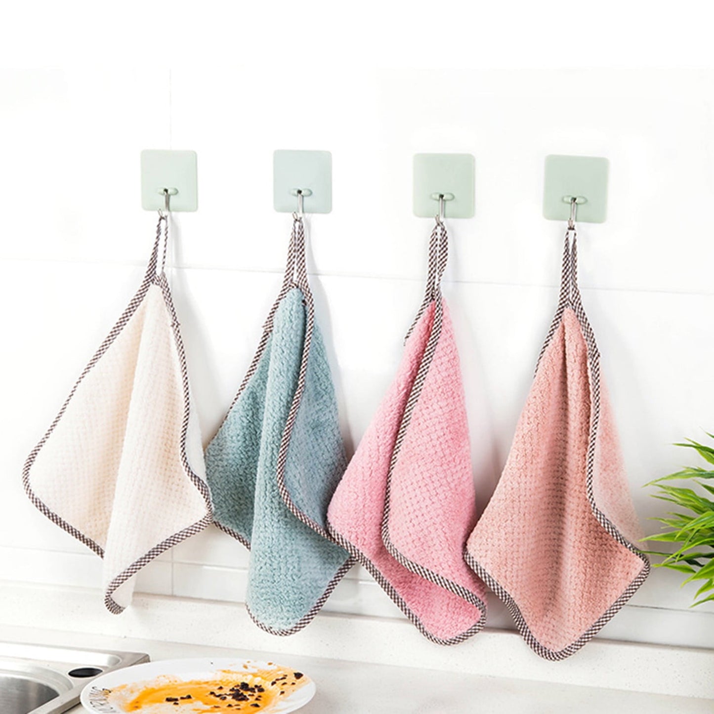 JWDX Wipes Clearance, 5Pcs Rag Dish Cloth Water Absorption Thickening Pot Washing Towel Table Home Kitchen Dishcloth Pink