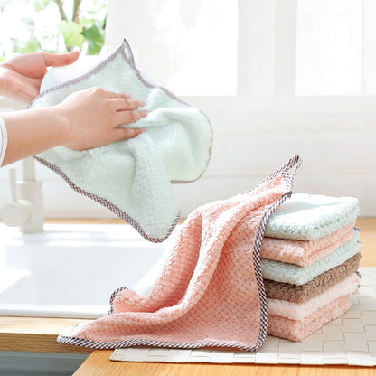JWDX Wipes Clearance, 5Pcs Rag Dish Cloth Water Absorption Thickening Pot Washing Towel Table Home Kitchen Dishcloth Pink