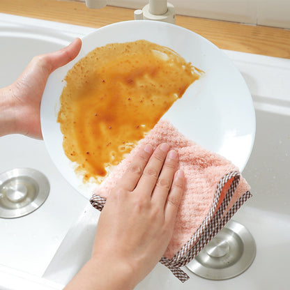 JWDX Wipes Clearance, 5Pcs Rag Dish Cloth Water Absorption Thickening Pot Washing Towel Table Home Kitchen Dishcloth Pink