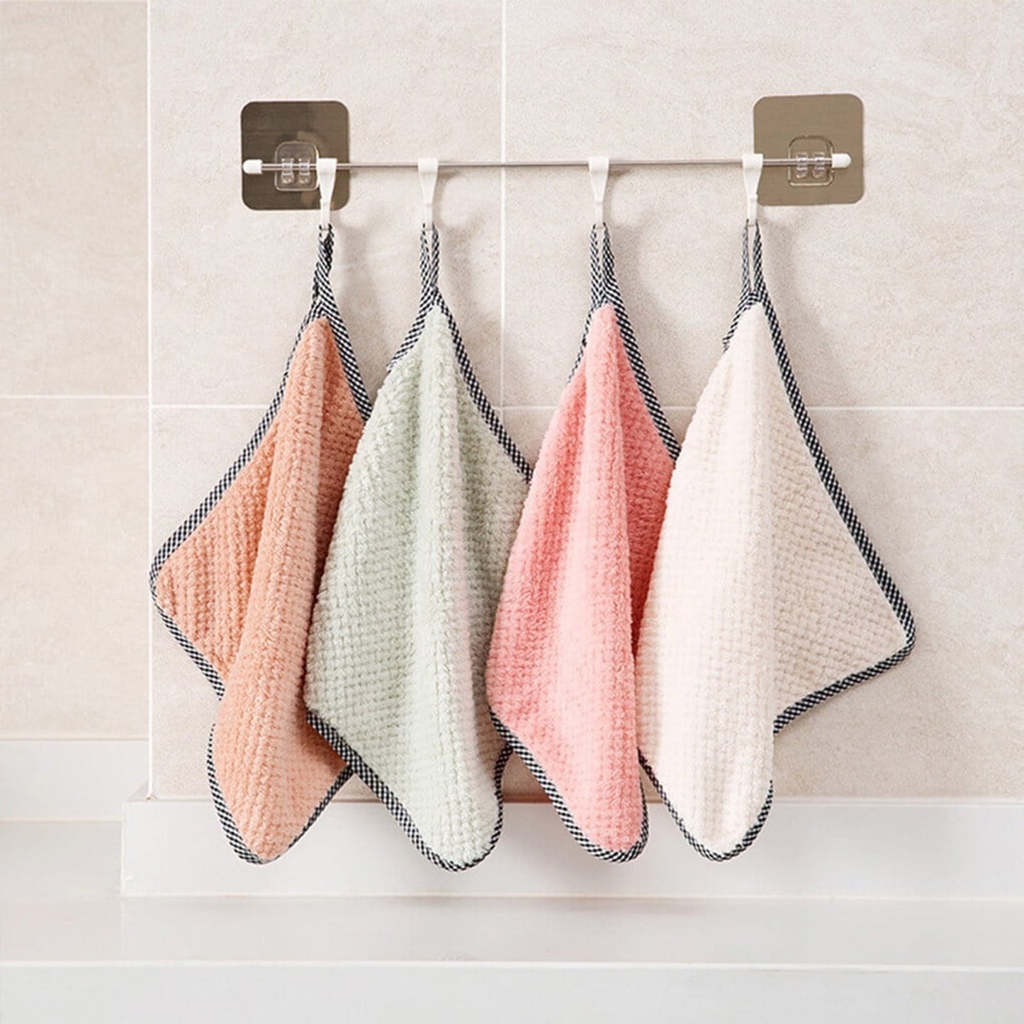 JWDX Wipes Clearance, 5Pcs Rag Dish Cloth Water Absorption Thickening Pot Washing Towel Table Home Kitchen Dishcloth Pink