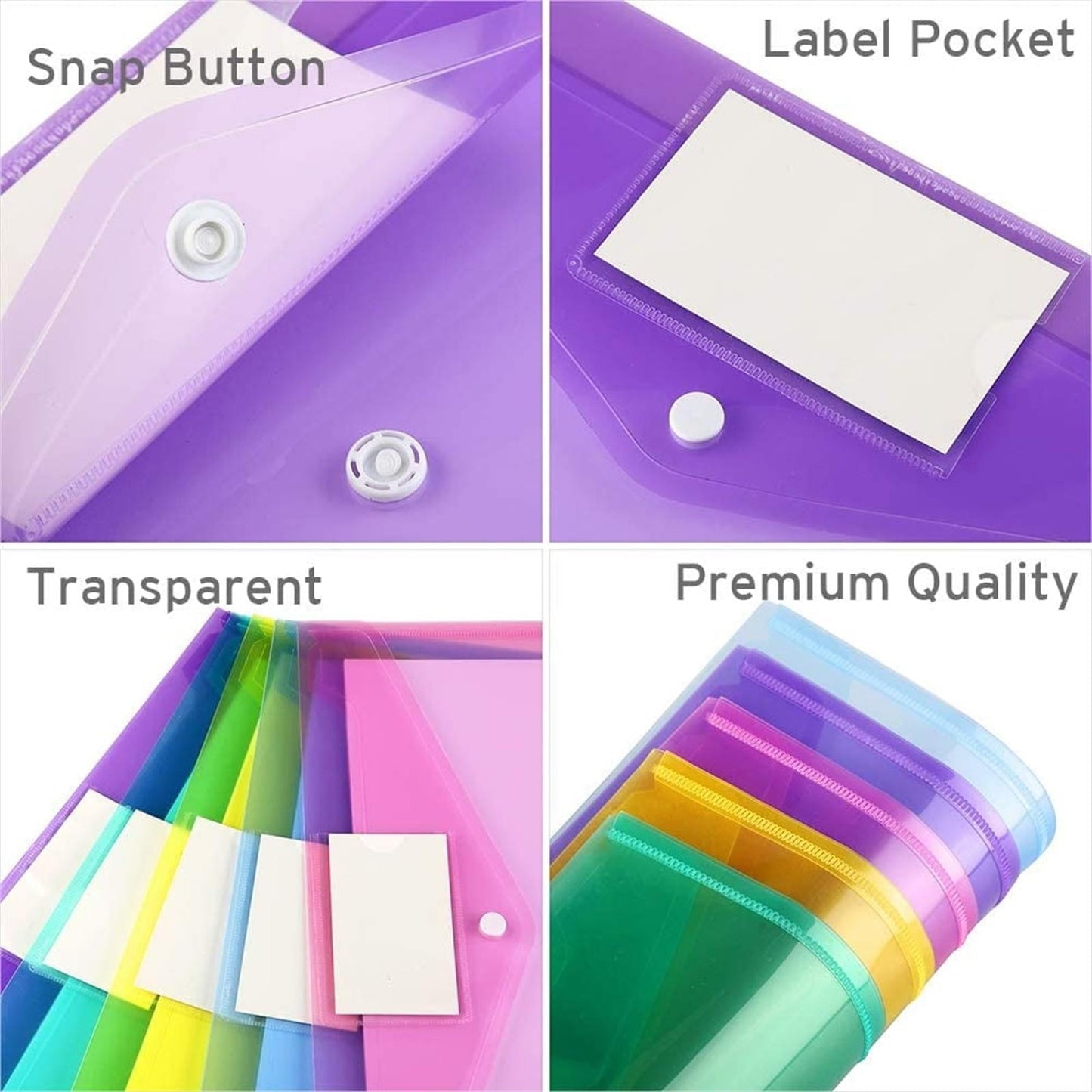 Zip Pencil 2 Pack Plastic Envelopes Poly Envelopes Sooez Clear Document Folders Us Letter A4 Size Newyear Arrival! Blue Purple