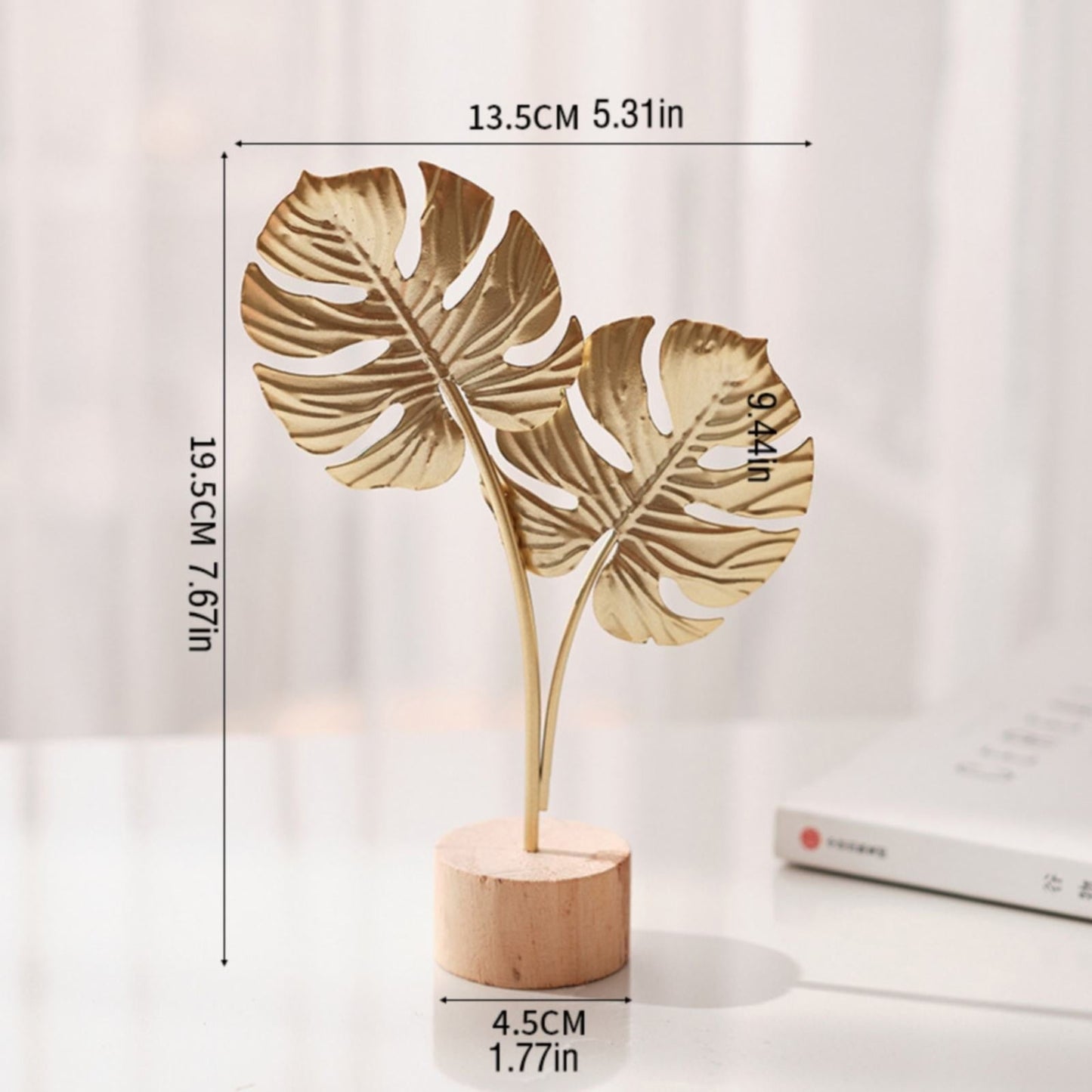 Leaf Decor Metal Golden Leaf Ornaments and Base Modern Simple Gold Leaf Table Sculpture for Living Room Bedroom Bookshelf Desktop Decoratio, Valentines Day Decorations: Desktop Ornament Black1