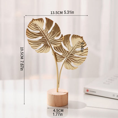 Leaf Decor Metal Golden Leaf Ornaments and Base Modern Simple Gold Leaf Table Sculpture for Living Room Bedroom Bookshelf Desktop Decoratio, Valentines Day Decorations: Desktop Ornament Black1