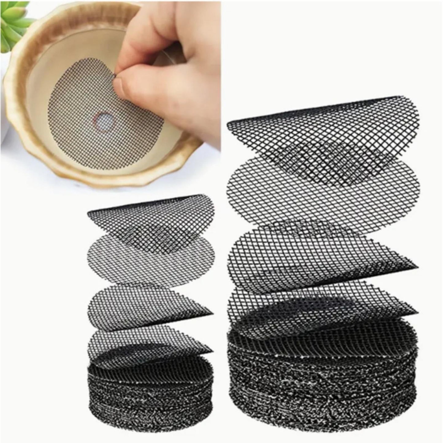 JWDX Strainers Clearance, Flowerpot Gasket Leakproof Earth Gasket Bottom Hole Gasket Bottom Plate Ceramic Flowerpot Breathable Proof Plastic Circular Mesh Gasket Black