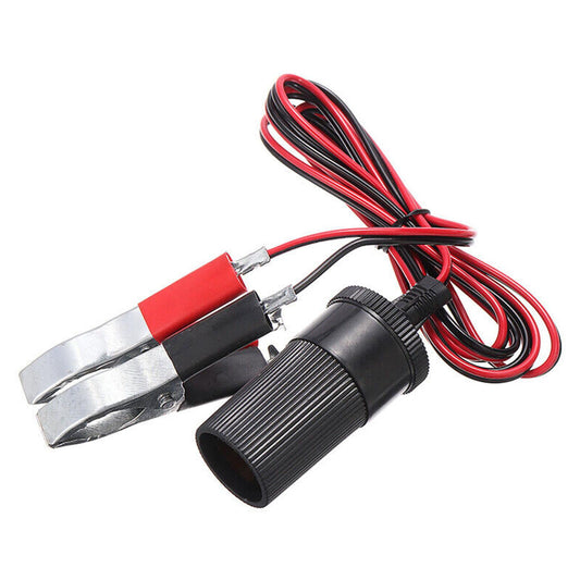 12V Battery Clip To Car Cigarette Lighter Female Socket Clamp Adapter Cable H6N5