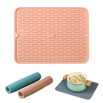 JWDX Placemat Clearance, Silicone Dish Drying Mat 2025 New Kitchen Sink Silicone Draining Mat Fast Drying Stone Sink Tray Heat Silicone Mat Easy Clean Raised Edge Holds Water A