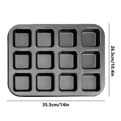 JWDX Non-Stick Pan Clearance, 12 Cup Square Baking Pan Non Stick Baking Pan Bread Plaid Cake Baking Tools As shown
