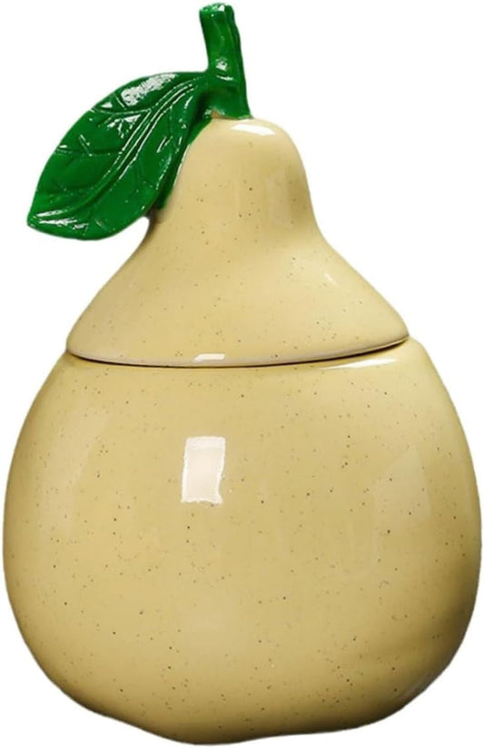 JWDX Glass and Bottle Clearance, Ceramic Pear Shaped Tea Canister with Lid Decorative Jar for Kitchen Airtight Container for Coffee Sugar and Flour Storage for Candy or Tin As shown.