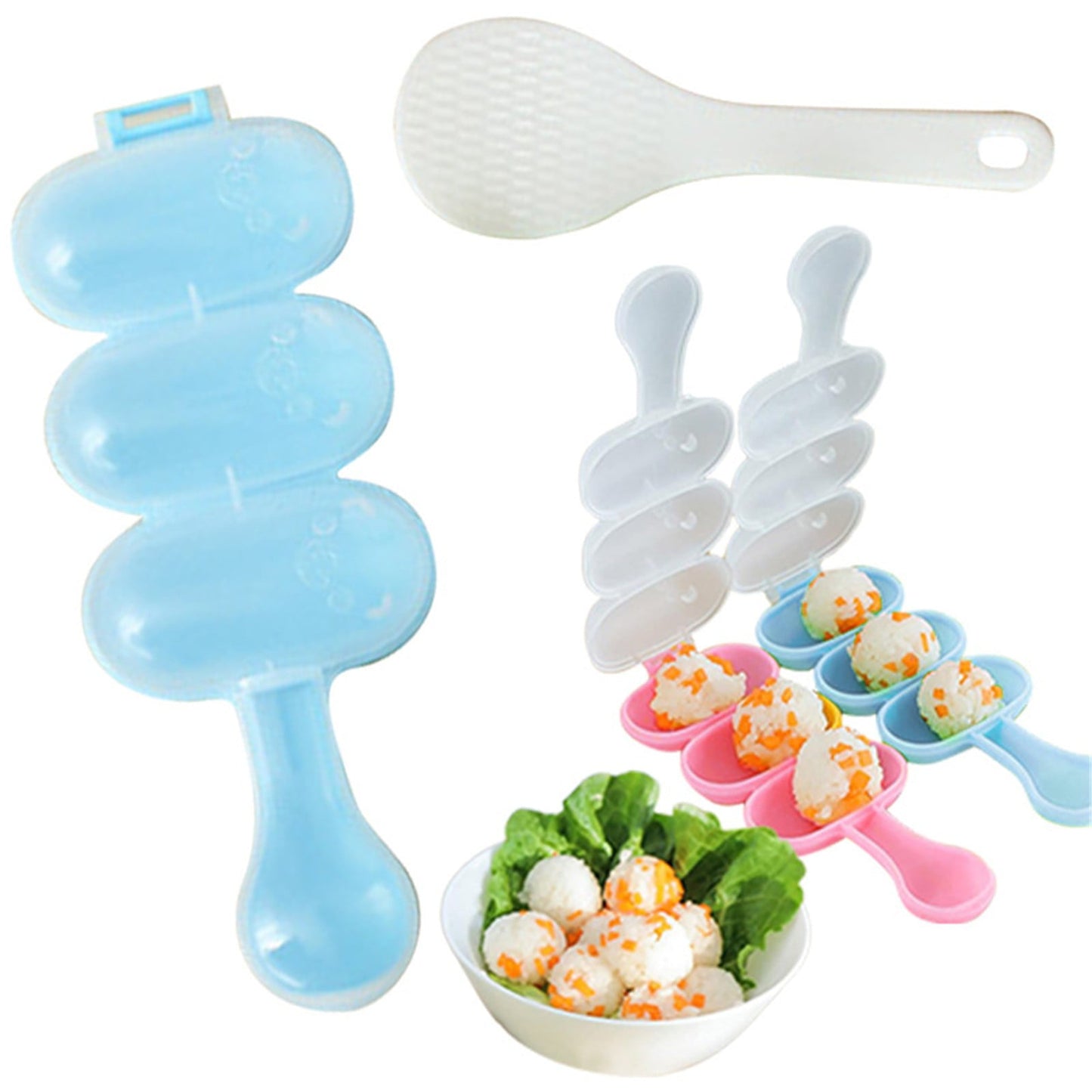 JWDX Cake Mould Clearance, Rice and Vegetable Roll Machine Non Stick Rice and Vegetable Roll 3 Cavity Shaking Tool Shou Driver Rice and Vegetable Roll Shaker Rice and Vegetable Roll Shaki Blue