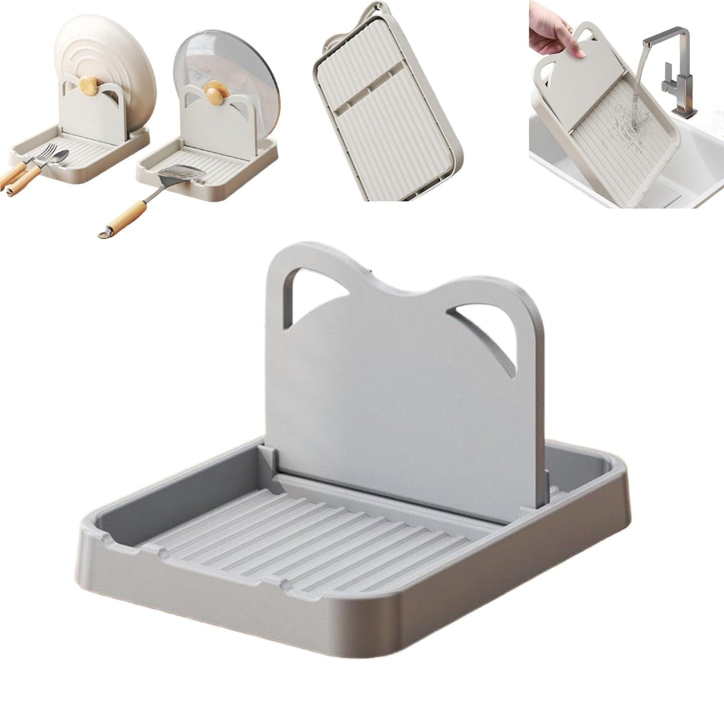 JWDX Rack Clearance, Spoon Rest with Lid Holder: Foldable Silicone Spoon Holder High Temperature Spoon Organizer Spatula Holder for Kitchen Counters and Stove Tops Grey