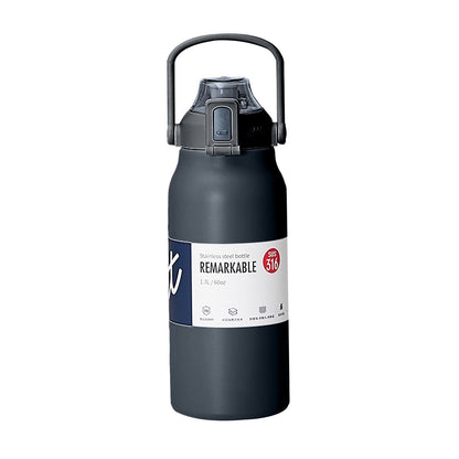JWDX Glass and Bottle Clearance, Stainless Thermal Water Bottle Thermoses Vacuum Flask with Tumbler Portable Cold Hot Drinks Cup Fitness Cute (Size : 1300Ml) Black