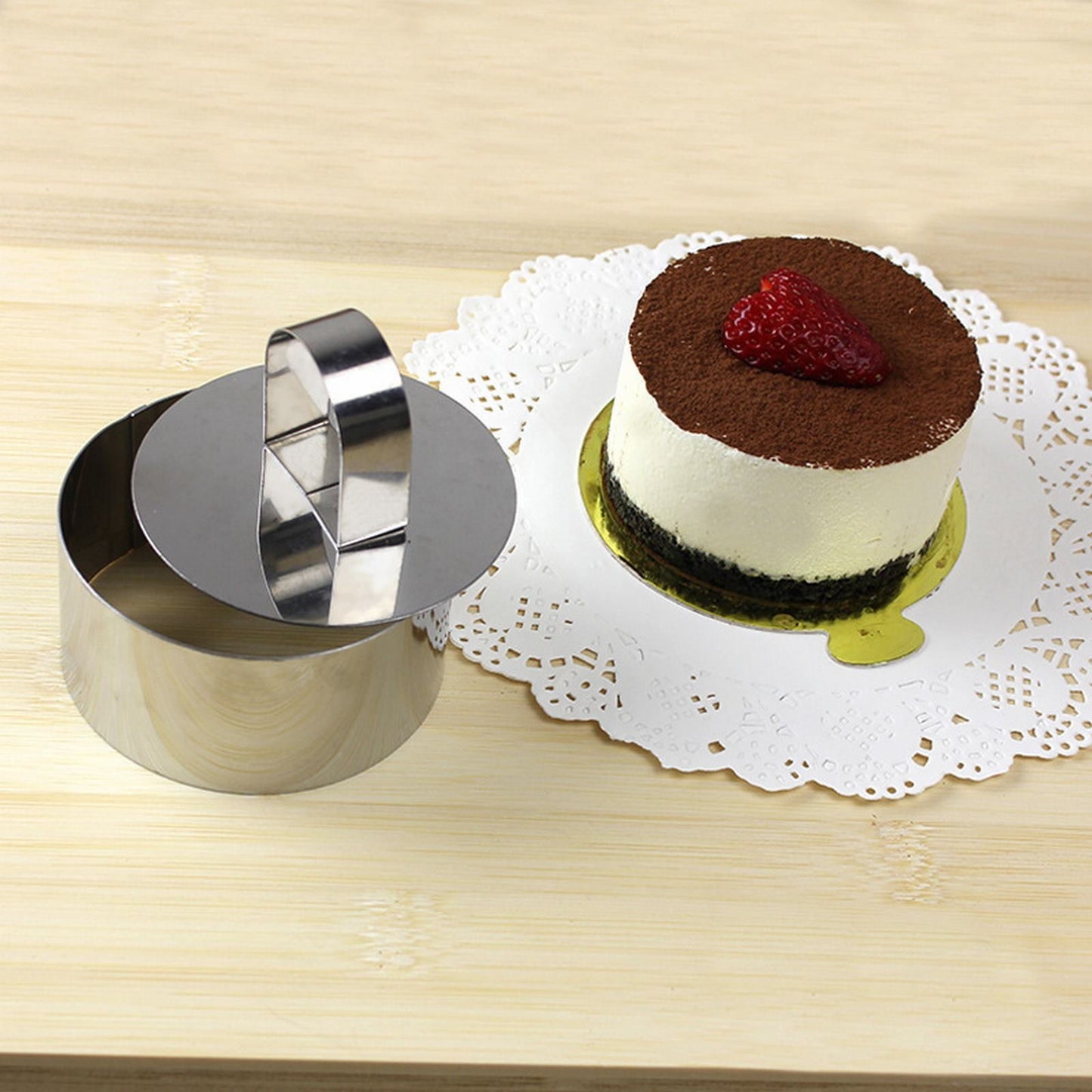 JWDX Cooking Utensils Clearance, 4 Pcs Round Ring for Cooking Stainless 3 Inch Food with 1 Pusher for Cake Dessert Tartare Dessert with Pusher and Lifter Cooking Rings Tartare As shown