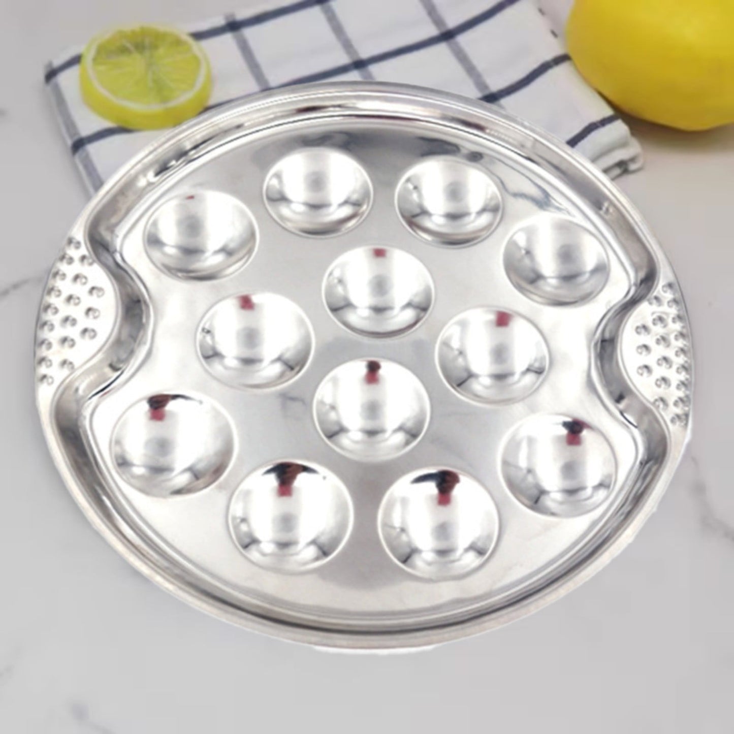 JWDX Baking Trays and Trays Clearance, Stainless Escargot Plates with 12 Compartment Holes Escargot Baking Dish Seafood Plate Dishes for Home Restaurant Hotel Kitchen As shown