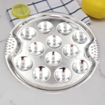 JWDX Baking Trays and Trays Clearance, Stainless Escargot Plates with 12 Compartment Holes Escargot Baking Dish Seafood Plate Dishes for Home Restaurant Hotel Kitchen As shown