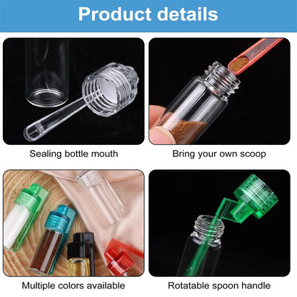 JWDX Food Storage Clearance, Glass Jar Glass Container Glass Bottle Set 10Pcs Portable Condiment Bottles with Spoon for Travel Camping A