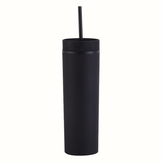 JWDX Glass and Bottle Clearance, 16Oz Tumbler with Lid and Plastic Water Coffee Tumbler Cup Water Bottle Slim Double Wall Reusable Plastic Tumbler Cups Travel Mug Coffee Cup 450Ml BKA.