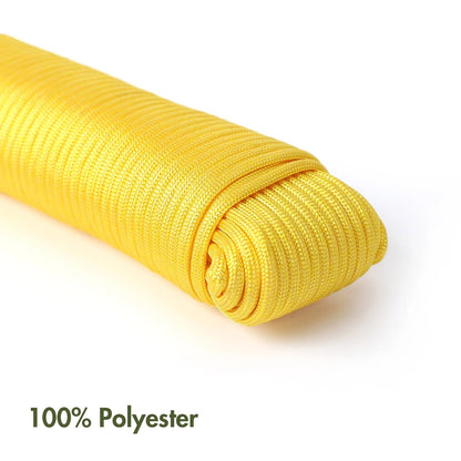 Jwdx Safety Rope*1 100 Foot 550Lbs Paracord Polyester Yellow Model 2156 Strong All Purpose Utility Rope – Camping Crafting Flag Pole Indoor & Outdoor One Size Yellow