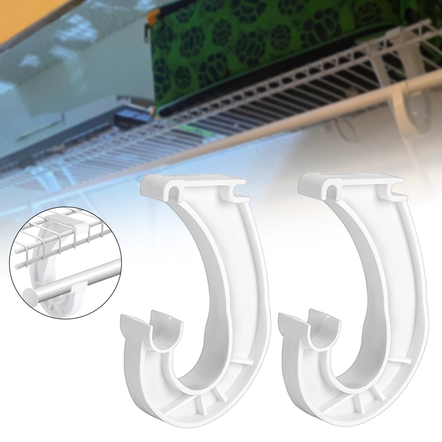 Hanging J Shape Closet Rod Bracket White 2Pc JWDX, 2Pcs Hanging Closet Rod Support Closet Shelf Rod Holder Sturdy J Shaped Closet Brackets for Hanging Clothes Cabinets Storage and Curtain One Size D