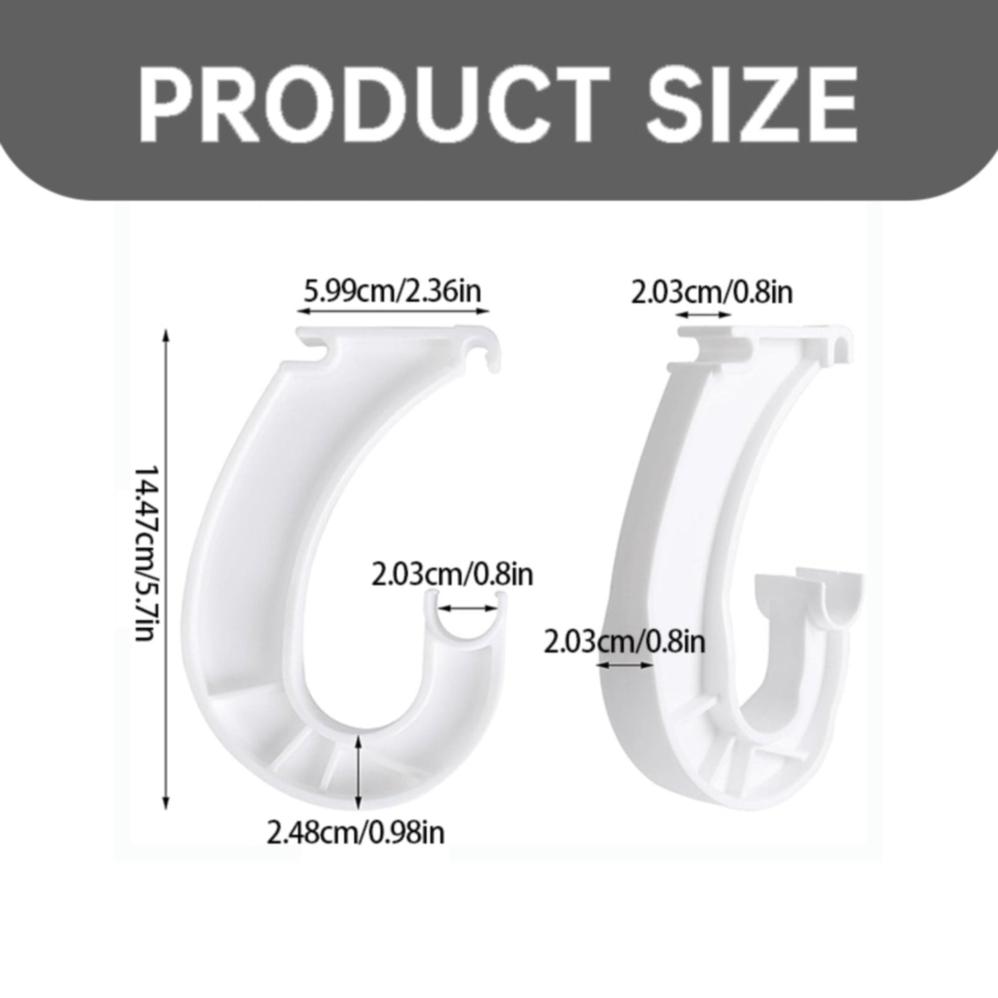 Hanging J Shape Closet Rod Bracket White 2Pc JWDX, 2Pcs Hanging Closet Rod Support Closet Shelf Rod Holder Sturdy J Shaped Closet Brackets for Hanging Clothes Cabinets Storage and Curtain One Size D