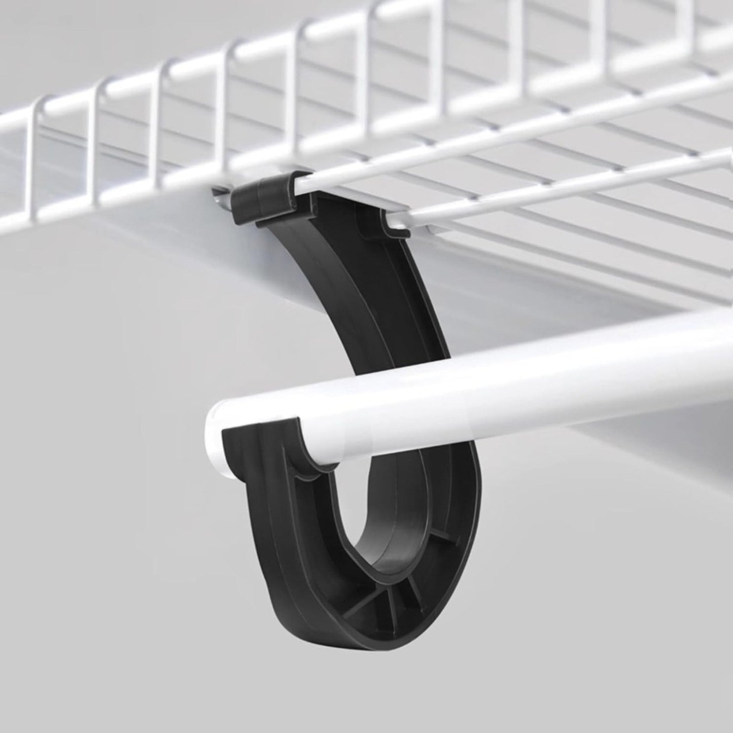 Hanging J Shape Closet Rod Bracket White 2Pc JWDX, 2Pcs Hanging Closet Rod Support Closet Shelf Rod Holder Sturdy J Shaped Closet Brackets for Hanging Clothes Cabinets Storage and Curtain One Size D