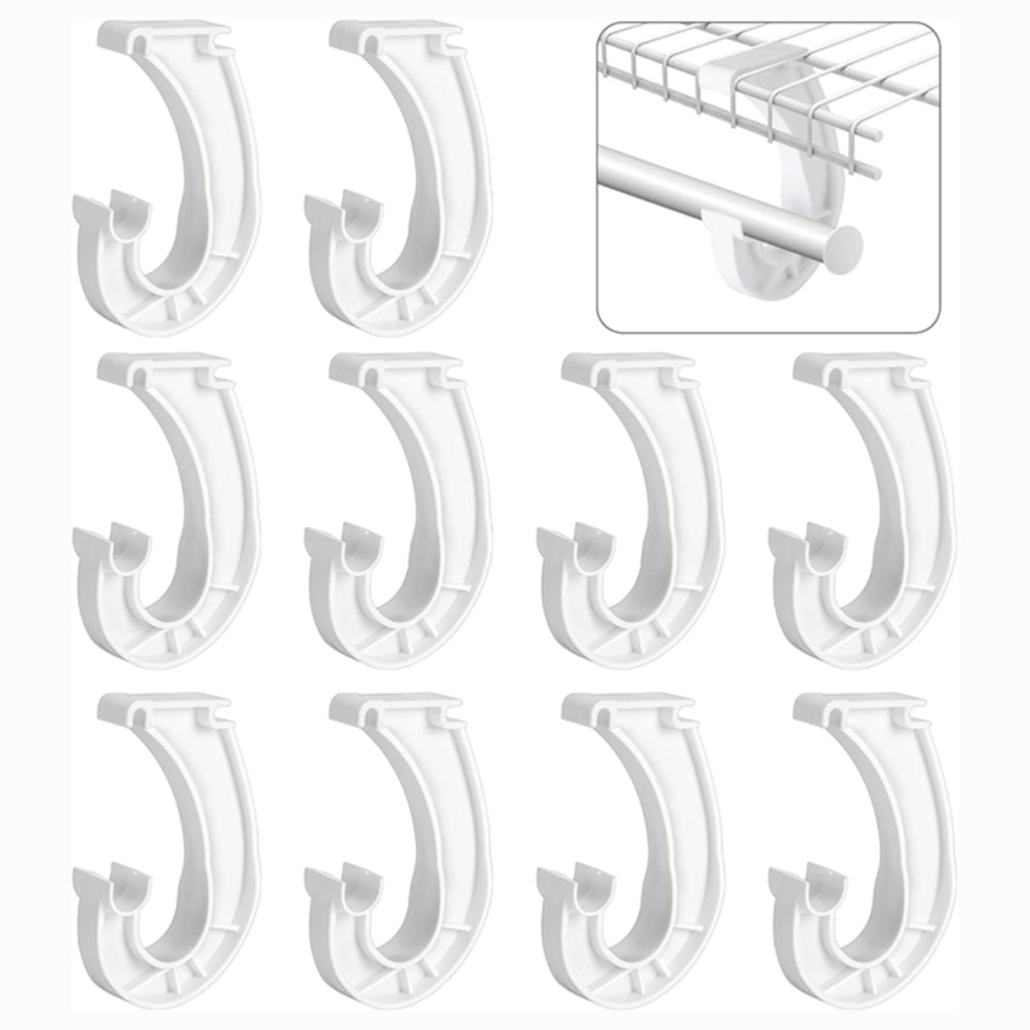 Hanging J Shape Closet Rod Bracket White 2Pc JWDX, 2Pcs Hanging Closet Rod Support Closet Shelf Rod Holder Sturdy J Shaped Closet Brackets for Hanging Clothes Cabinets Storage and Curtain One Size D