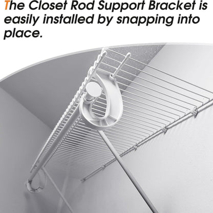 Hanging J Shape Closet Rod Bracket White 2Pc JWDX, 2Pcs Hanging Closet Rod Support Closet Shelf Rod Holder Sturdy J Shaped Closet Brackets for Hanging Clothes Cabinets Storage and Curtain One Size D