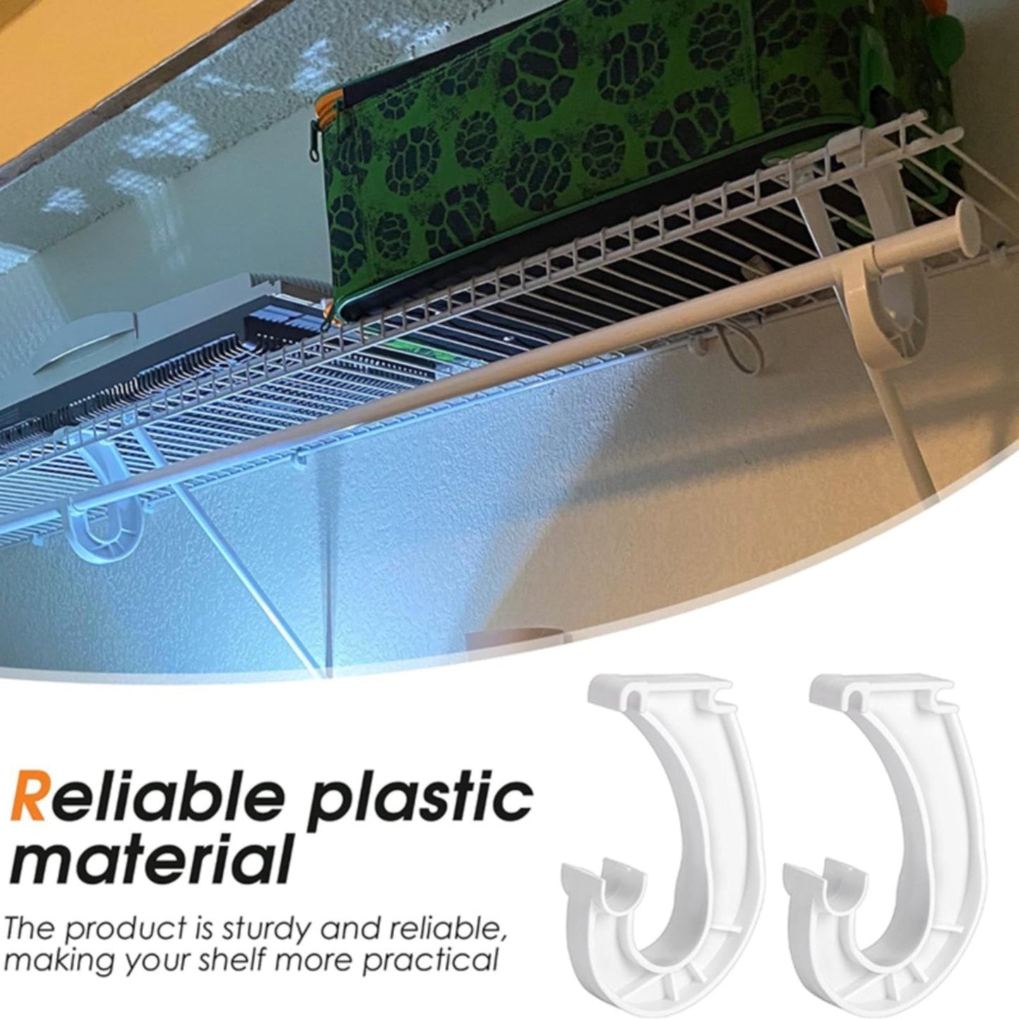 Hanging J Shape Closet Rod Bracket White 2Pc JWDX, 2Pcs Hanging Closet Rod Support Closet Shelf Rod Holder Sturdy J Shaped Closet Brackets for Hanging Clothes Cabinets Storage and Curtain One Size D