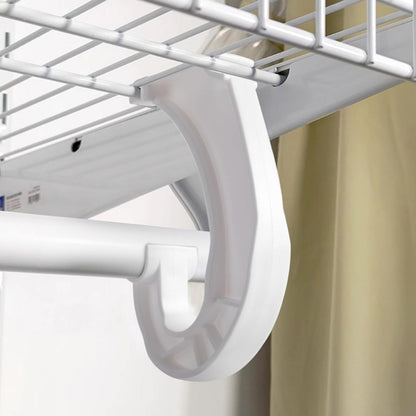 Hanging J Shape Closet Rod Bracket White 2Pc JWDX, 2Pcs Hanging Closet Rod Support Closet Shelf Rod Holder Sturdy J Shaped Closet Brackets for Hanging Clothes Cabinets Storage and Curtain One Size D