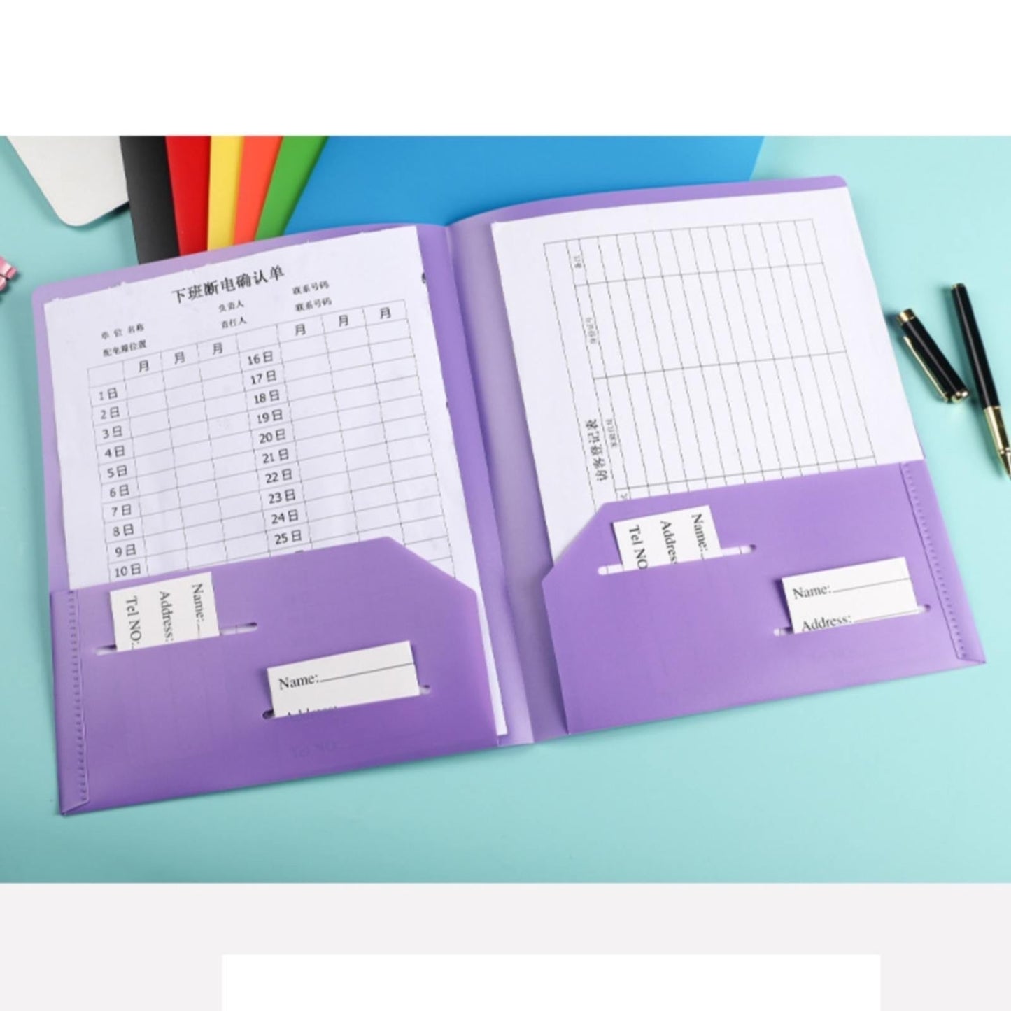 Double Insert File Bag File Bag Orange Jwdx Plastic Folders with Pockets Standard Letter Paper Folder 2 Business Card Slot Heavy Duty Scho-ǒl Examination Document Size Organizer stǔdənts Blue One Size Orange