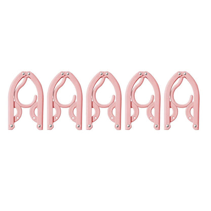 Folding Clothes Hanger Pink 5Pcs Jwdx Travel Foldable Hangers Update Portable Plastic Hanger Travel Accessories Must Haves Clothes Drying Rack Folding Hanger for Traveling Camping Flying Rv One Size Pink