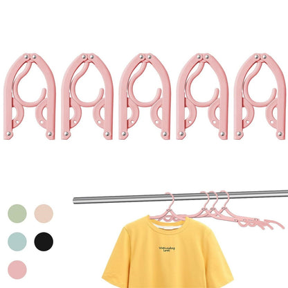 Folding Clothes Hanger Pink 5Pcs Jwdx Travel Foldable Hangers Update Portable Plastic Hanger Travel Accessories Must Haves Clothes Drying Rack Folding Hanger for Traveling Camping Flying Rv One Size Pink
