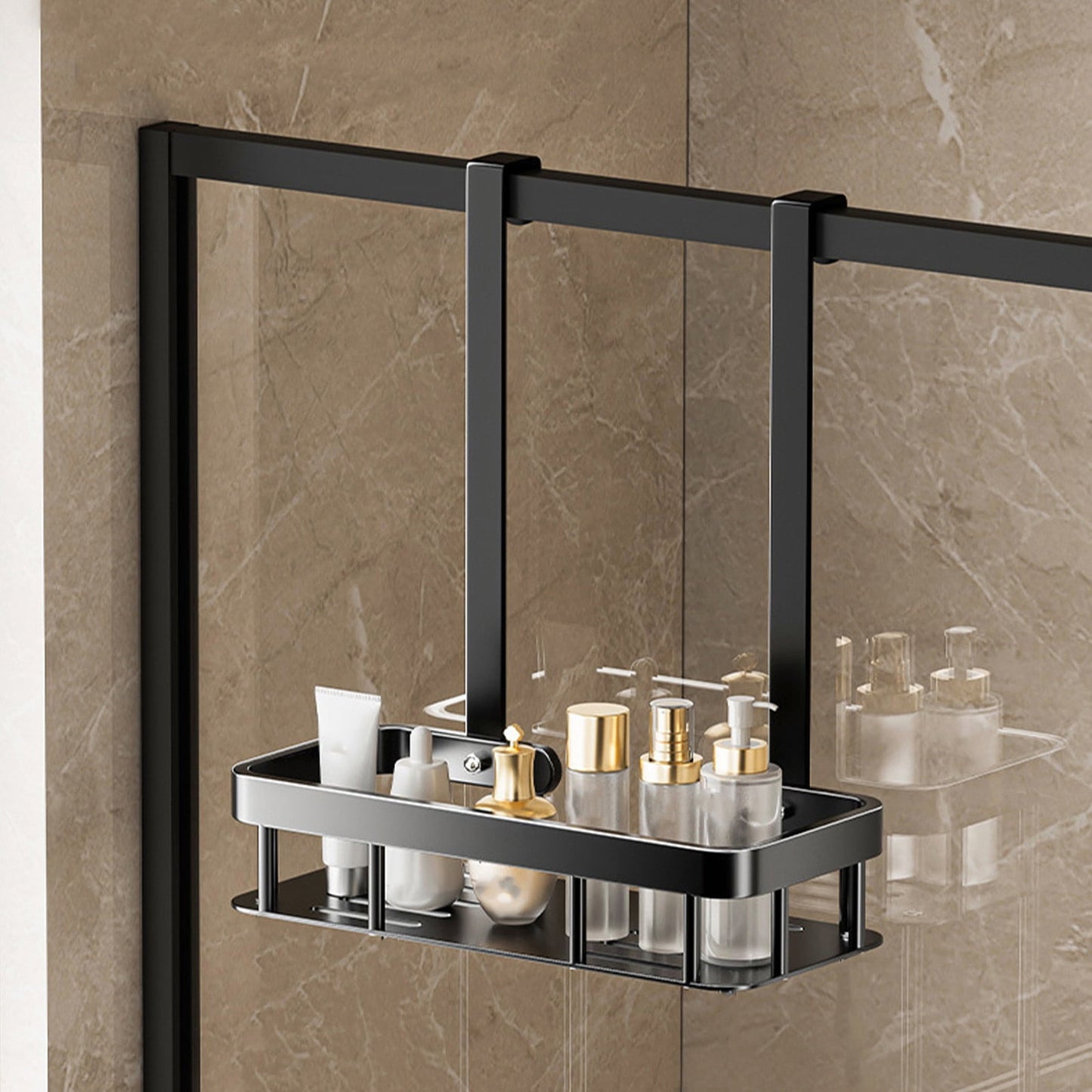 Grrvtrz 2-Tier Hanging Shower Caddy Over The Door Large Capacity Hanging Shower Organizer Sturdy Rust Proof Shelf Basket Storage Rack No Drilling,Bathroom Decor,Bathroom Accessories 12.01*5.51*3.15 B