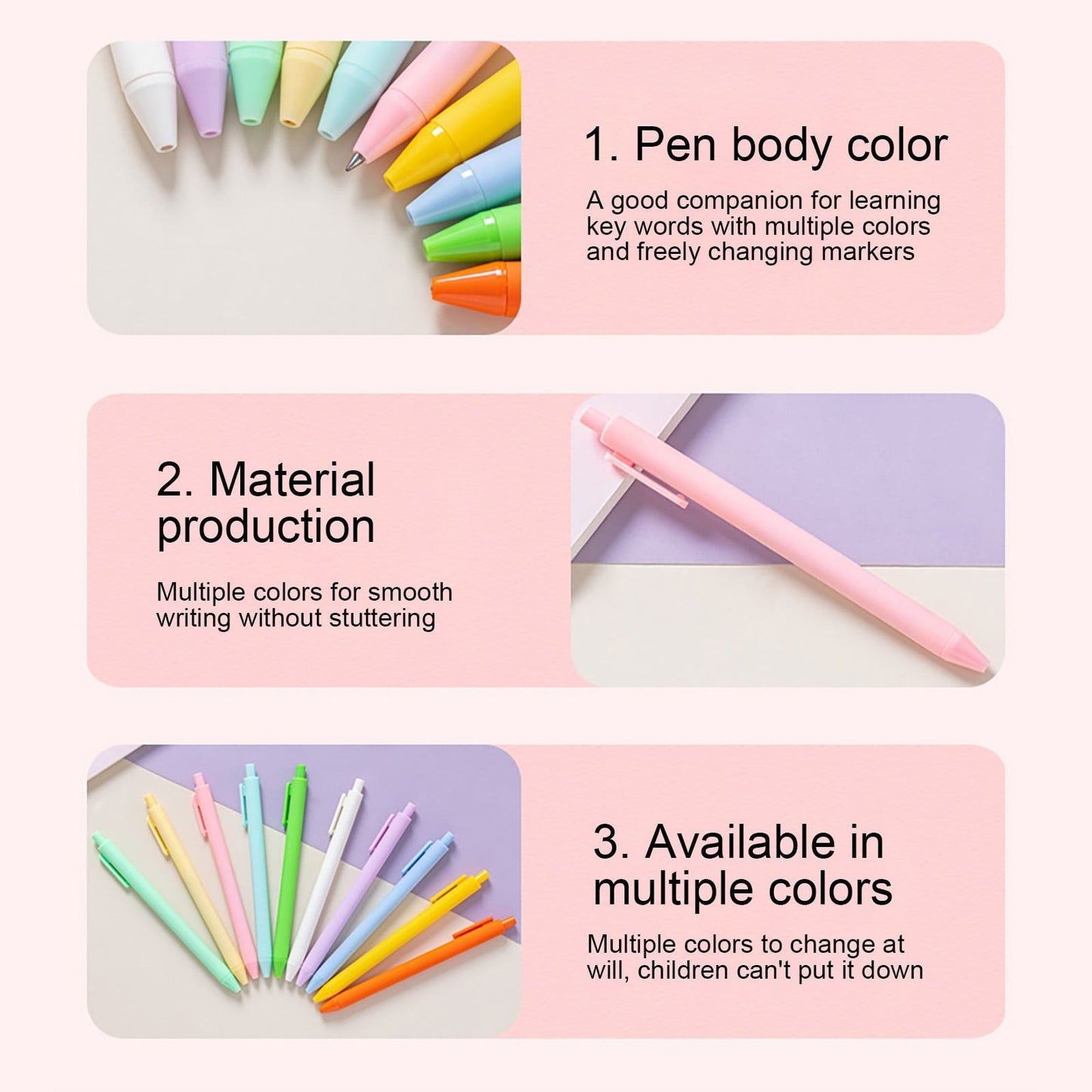 JWDX Hot Clearance! Ballpoint Pens Retractable Comfortable Writing Pens Cute Back to Schǒ-ǒl in Medium Point 1.0 Mm for Teacher stǔdənt Bridal Shower 5Ml, 1 Ballpoint Pen Pink Push ballpoint pen Green