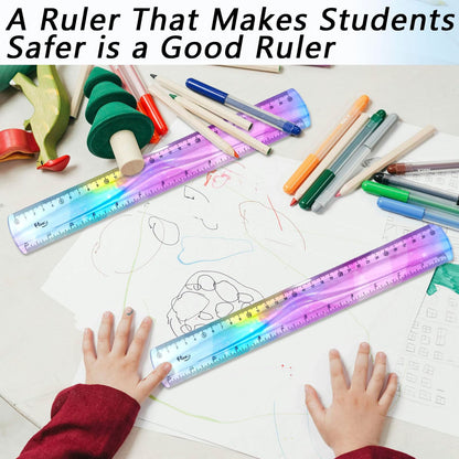 JWDX Hot Clearance! 12 Inch Flexible Ruler Bendable Plastic Ruler Soft Bendable Gradient Colour Rulers with Centimeters and Inches for stǔdənt Schǒ-ǒl Classroom, 1 30Cm Colorful Flexible Ruler Colorful flexible ruler Light blue