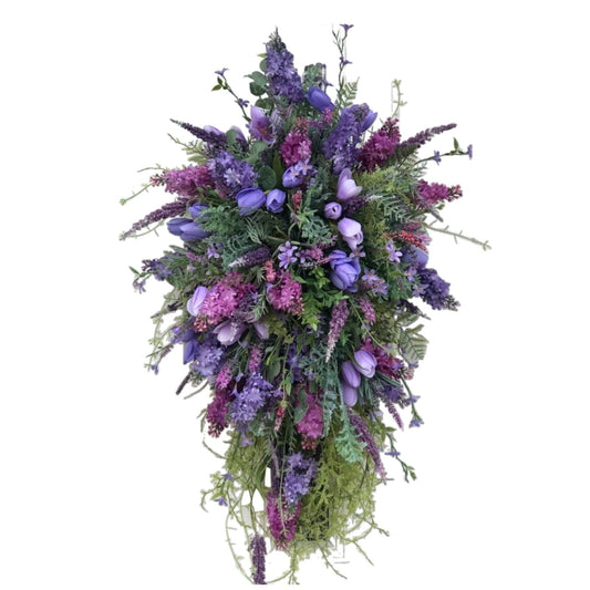 LGCASL Spring Summer Front Door Teardrop Wreath Artificial Floral Wreath for Home Decor Spring Floral Door Wreath for All Home Decoration for Wall Door and Outside, 1 Wreath Front Door Wreath Green