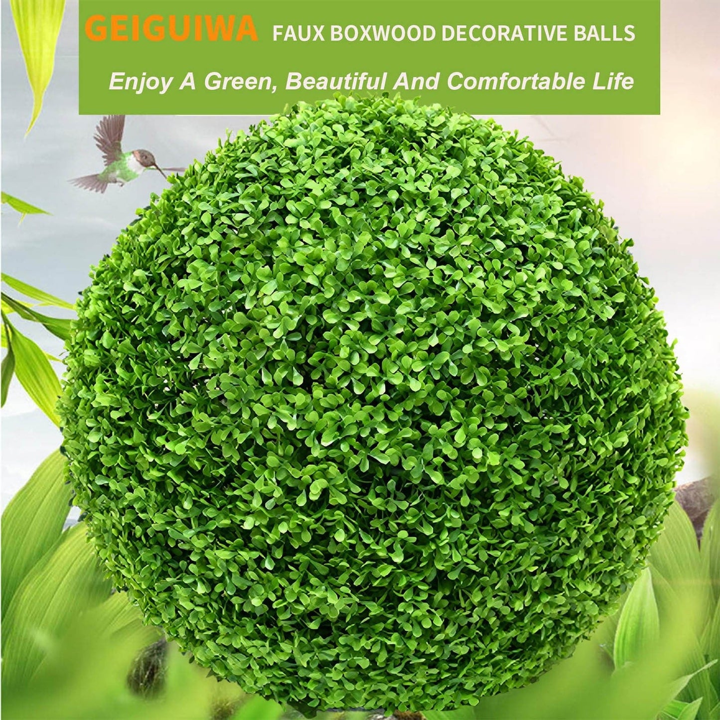 LGCASL Simulation Artificial Plant Topiary Faux Decorative for Garden Backyard Balcony and Home Décor, Pine Needle Grass Ball*1 W (Outer Diameter 13cm) Simulation plant grass ball pine needles AA (Outer diameter 36cm)