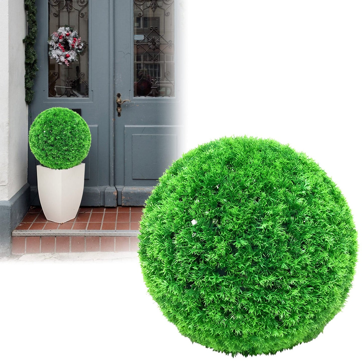 LGCASL Simulation Artificial Plant Topiary Faux Decorative for Garden Backyard Balcony and Home Décor, Pine Needle Grass Ball*1 W (Outer Diameter 13cm) Simulation plant grass ball pine needles AB (Outer diameter 48cm)