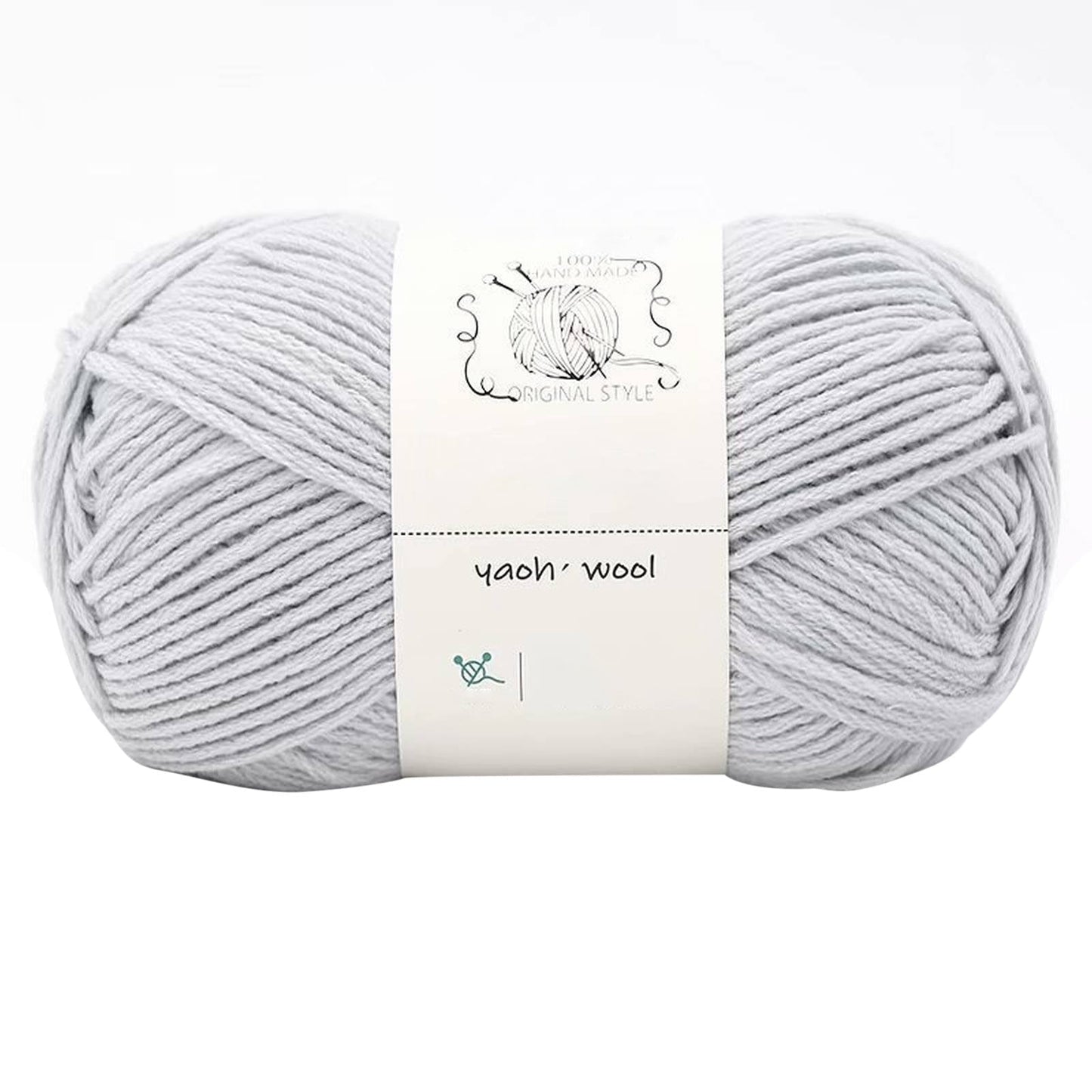 LGCASL Hand-Knitted Yarn #2 Pure White , 1Pc100G Hand Woven Cotton Yarn Soft Crochet Yarn for Hand Knitting Warm Sweater Sofa Cushion Scarf Diy Light Gray