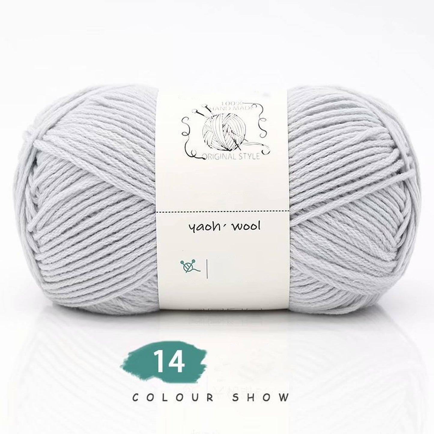 LGCASL Hand-Knitted Yarn #2 Pure White , 1Pc100G Hand Woven Cotton Yarn Soft Crochet Yarn for Hand Knitting Warm Sweater Sofa Cushion Scarf Diy Light Gray