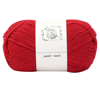 LGCASL Hand-Knitted Yarn #2 Pure White , 1Pc100G Hand Woven Cotton Yarn Soft Crochet Yarn for Hand Knitting Warm Sweater Sofa Cushion Scarf Diy bright red