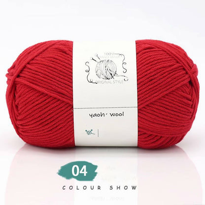 LGCASL Hand-Knitted Yarn #2 Pure White , 1Pc100G Hand Woven Cotton Yarn Soft Crochet Yarn for Hand Knitting Warm Sweater Sofa Cushion Scarf Diy bright red