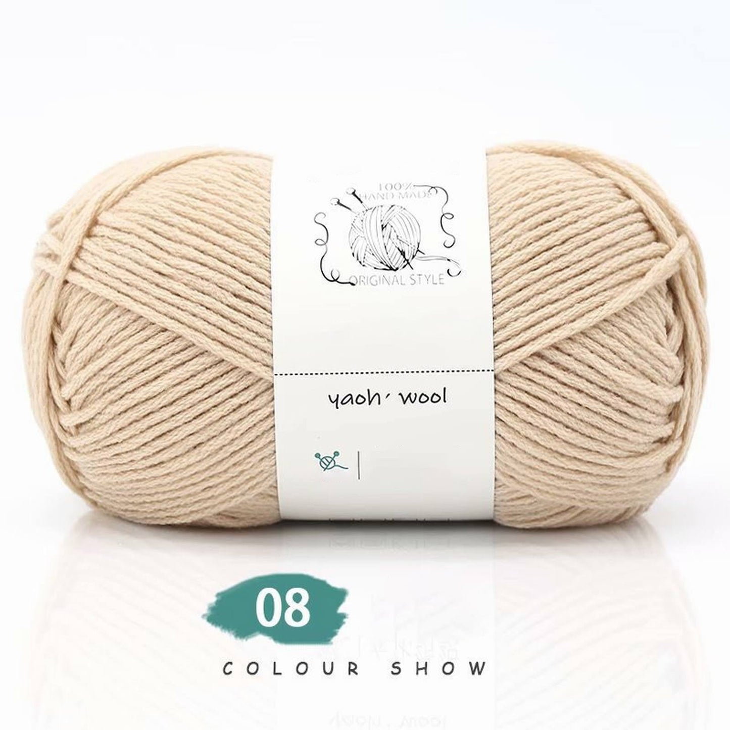 LGCASL Hand-Knitted Yarn #2 Pure White , 1Pc100G Hand Woven Cotton Yarn Soft Crochet Yarn for Hand Knitting Warm Sweater Sofa Cushion Scarf Diy camel-colored