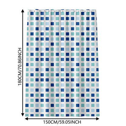 Shower Curtain*1 Piece Peva Blue and Green Square Shower Curtain Thickened Bathroom Curtain for Home Shower Partition with Hooks One Size Mint Green