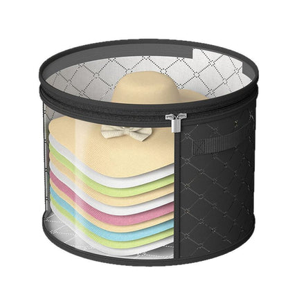 Hat Storage Bag*1 Foldable Hat Storage Bucket with Lid Large Capacity Cap Organizer for Home Perfect for Baseball Caps and Miscellaneous Items One Size Black
