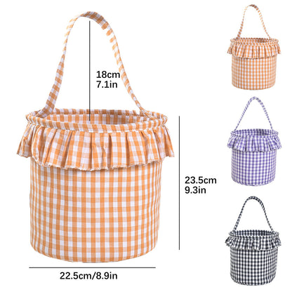 Small Wall-Mounted Kitchen Storage Basket, Hanging Storage Wicker Baskets Wall Mounted Woven Hanging Basket Wicker Small Basket with Handle Wicker Basket with Handle Small Basket Organizer Green and white checkered Easter Canvas Egg Basket