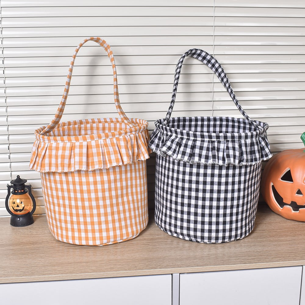 Small Wall-Mounted Kitchen Storage Basket, Hanging Storage Wicker Baskets Wall Mounted Woven Hanging Basket Wicker Small Basket with Handle Wicker Basket with Handle Small Basket Organizer Green and white checkered Easter Canvas Egg Basket